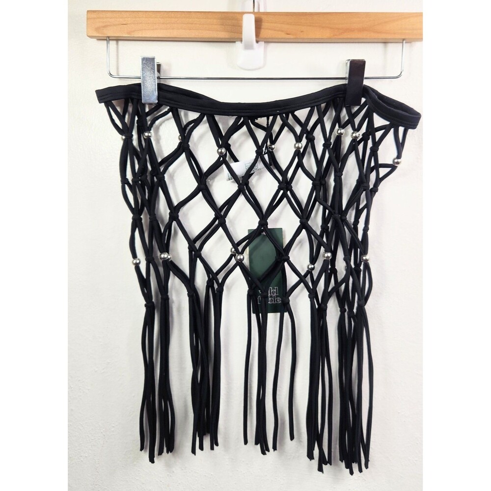 Wild Fable Black Women's Macrame Cover Up Skirt  Crochet Detail, Stretchy Medium